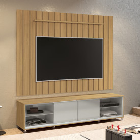 Rack Thor 2.20 Freijo Nobre Fendi Sala EDN Moveis FORA DE LINHA