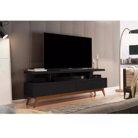 Rack Vivare 1.6 Wood Preto C 2 Gavetas Giga Moveis