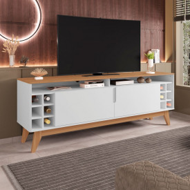 Rack Wine 1,60 m Branco Noce Casa D Móveis Sala