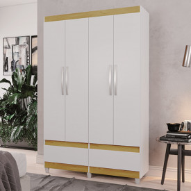 Roupeiro 04 Portas Romeu Branco Mel 6094 Primus Móveis