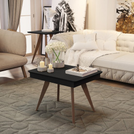 Mesa de Centro Classic Preto Pés de Eucalipto Maciço Móveis Decor FORA DE LINHA