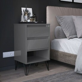 Mesa de Cabeceira Retro Iron Cinza Ofertamo Quarto