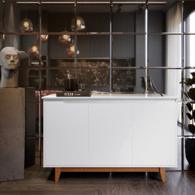 Aparador Buffet  3 Portas Flow Ej Móveis Branco Sala