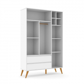 Roupeiro 03 Ptas Retrô Clean Matic Branco Soft Eco Wood 70522 Bebe