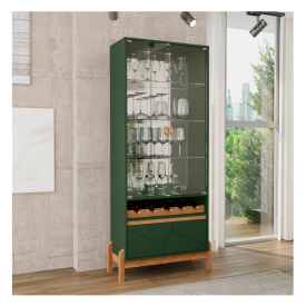 Cristaleira Bari 2 portas Vidro Cinza Cedro Casa D Moveis