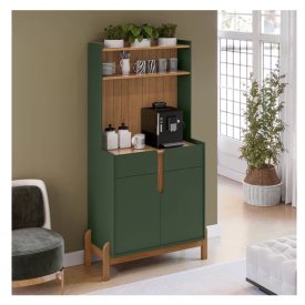 Aparador Sala Cantinho Café Lizz Verde Oliva Cedro Casa D 