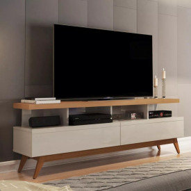 Rack 1,60m 2 Gavetas Vivare Wood Off White Nature 170543 Giga Moveis