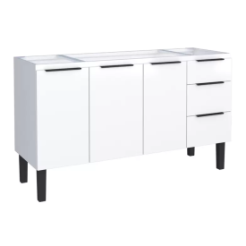 Gabinete Cozinha em Aço Júpiter 150 3 Gavetas Branco - Cozimax