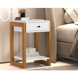 Mesa de Cabeceira Luxo 1 Gav 1661 Branco Brilho Ofertamo