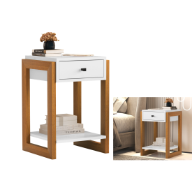 Kit 2 Mesa de Cabeceira Luxo 1 Gav 1661 Branco Brilho Ofertamo FORA DE LINHA