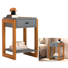 kit 2 Mesa de Cabeceira Luxo 1 Gav 1661 Cinza Brilho Ofertamo FORA DE LINHA