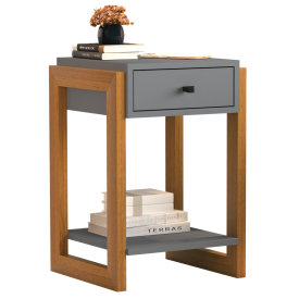 Mesa de Cabeceira Luxo 1 Gav 1661 Cinza Brilho Ofertamo