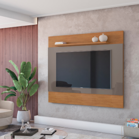 Painel Para Tv MDP Quasar 1.58 até 60 Cinza Perola Cedro Casa D Móveis