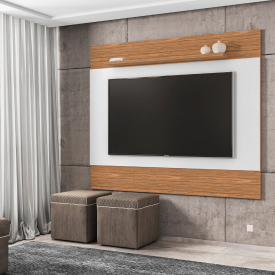 Painel Para Tv MDP Quasar 1.35 até 50 Branco Noce Casa D Móveis