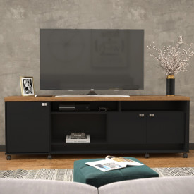 Bancada Dallas Rack Preto Amendoa 903553 Rodízios Lukaliam