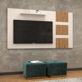 Painel Grecia TV 55 Off White Amendoa 903276 Lukaliam Sala