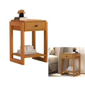 Kit 2 Mesa de Cabeceira Luxo 1 Gav 1661 Nature Fosco Ofertamo FORA DE LINHA