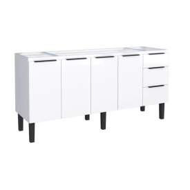 Gabinete Cozinha em Aço Júpiter 200 3 Gavetas Branco - Cozimax