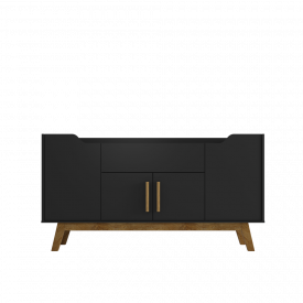Aparador Buffet Future 4 Portas Pés Em madeira Preto Fosco Cinamomo Bechara