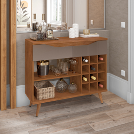 Aparador Bar Grace 2Gaveta Cedro Cinza Perola Casa D Móveis