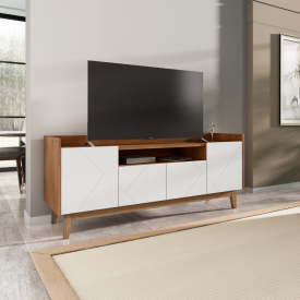 Rack Adria 4 Portas Cedro Branco Casa D Móveis Sala