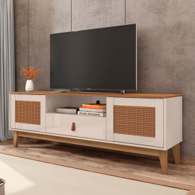 Rack Esmeralda 2 Portas Off White Cedro Casa D Móveis Sala