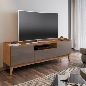 Rack Ravena 1.8  Cedro Cinza Perola  2 Portas Casa D Móveis 