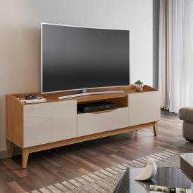 Rack Ravena 1.8  Cedro Off White 2 Portas Casa D Móveis 