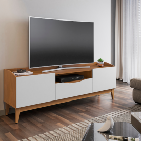 Rack Ravena 1.8 Cedro Branco 2 Portas Casa D Móveis 