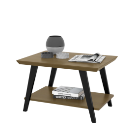 Mesa de Centro Davi Freijó com pés madeira Preto OFERTAMO