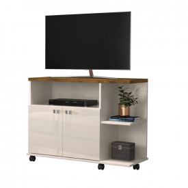 Rack Lisboa TV com Rodizio Off White Canela 903432 Lukaliam