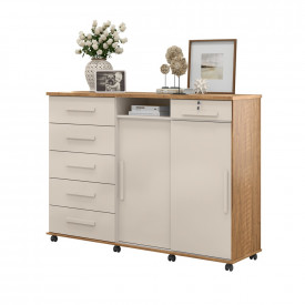 Cômoda Max 2020 Off White Amêndoa 903501 6G 02 Portas Lukaliam