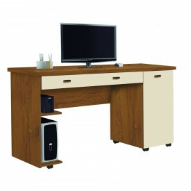 Escrivaninha Ariel 1 Gaveta Mel/Pérola Primus Móveis 