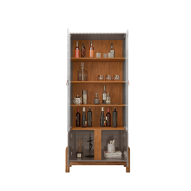 Cristaleira Lizz 4 Porta Cinza/Cedro Casa D Móveis