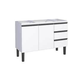 Gabinete de Cozinha Para Pia 120 em Aço Netuno 3 Gavetas Branco - Cozimax