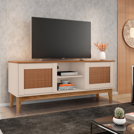 Rack Safira 2 Portas Off White Cedro Casa D Móveis Sala