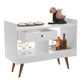 Aparador Bar 4064 Pés Madeira Branco Brilho JB Bechara