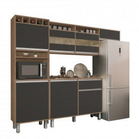 Cozinha Smart Compacta Armario 2396mm Freijo/Grafite Vitamov