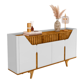 Aparador Danúbio C/4 Portas MDF Off White Naturalle Bechara