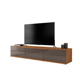 Rack Eros 1.80 Cedro Cinza  Perola 1 Gavetas Casa D Móveis Sala