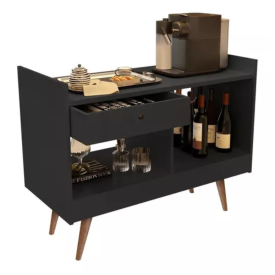 Aparador Bar 4064 Pés Madeira Preto JB Bechara