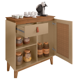 Aparador Café Rubi 1G Champagne/Cedro Casa D Móveis Sala FORA DE LINHA
