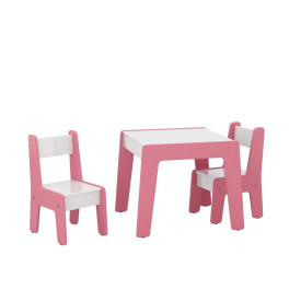 Conjunto Mesa Infantil 2 Cadeiras MDF Diana Branco Rosa Ofertamo