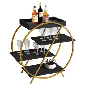 Adega C/ Espelho 4009 Preto Pés Dourado JB Bechara