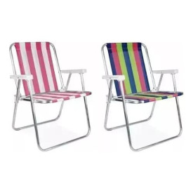 KIt 4 cadeira de praia alta mor alumino cores sortidas