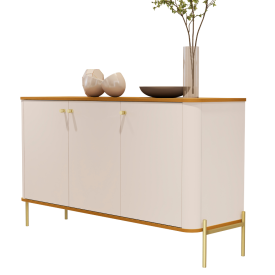 Buffet Tucupí Pés Metal Off White Nature Dourado JB Bechara 32675