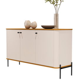 Buffet Tucupí Pés Metal Off White Nature Preto JB Bechara 32676