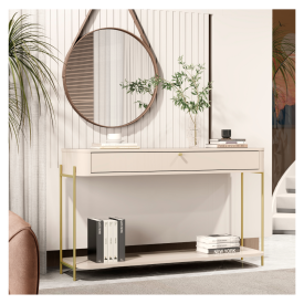 Aparador Curvo Tucupí 1G Off White Dourado JB Bechara 32690