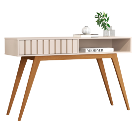 Aparador Ripado Açaí com 1 Gaveta Off White JB Bechara 32782