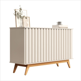  Buffet Aparador  3 Portas Ripado MDF 1.36 Juçara Off White Ofertamo